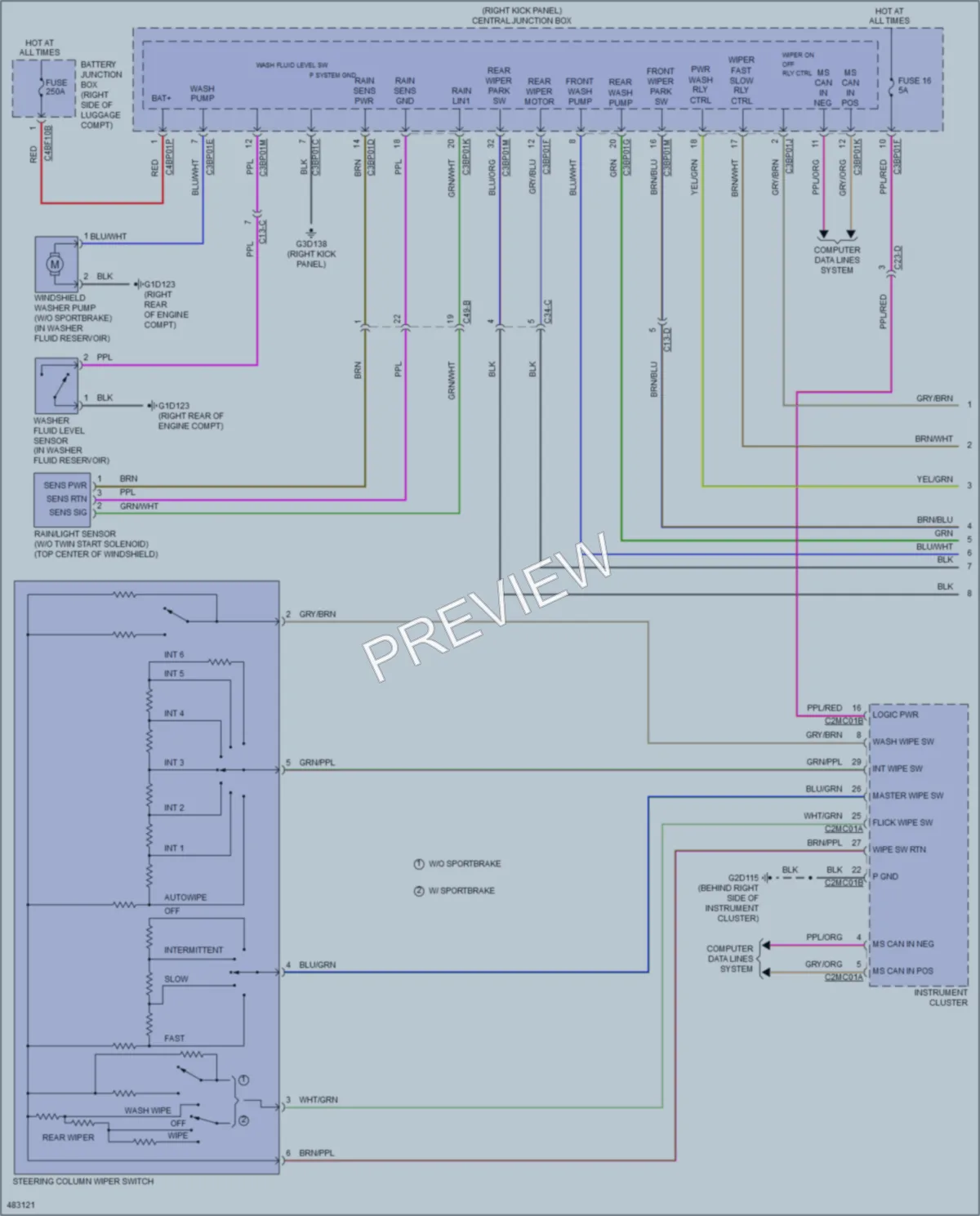 2015 Jaguar XFRS Wiper Washer wiring diagram preview