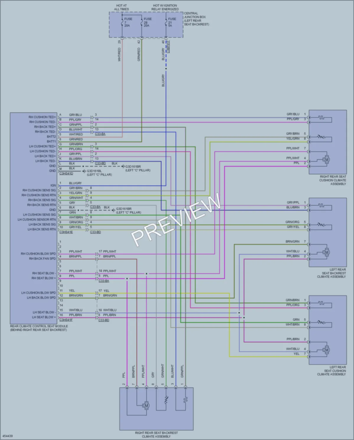 2015 Jaguar XJ Power Seats wiring diagram preview