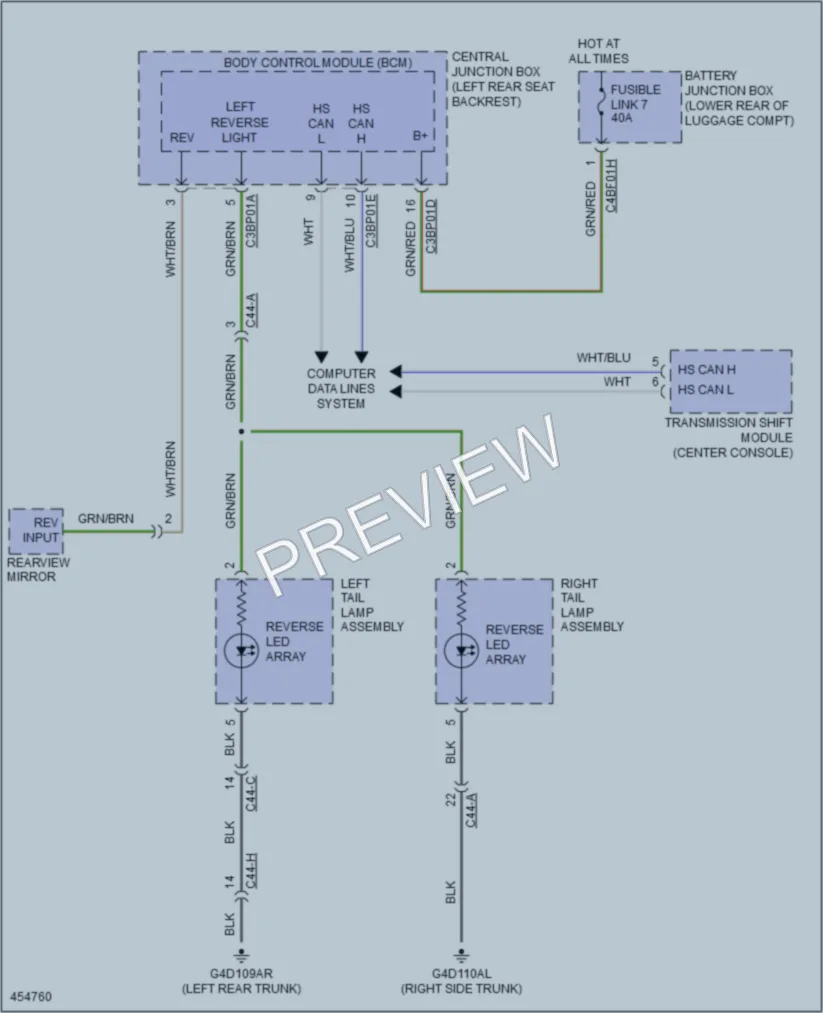 2015 Jaguar XJLPortfolio Exterior Lights wiring diagram preview