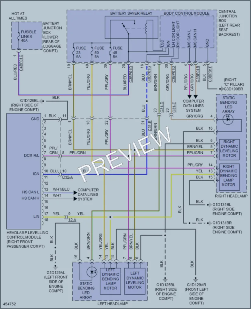 2015 Jaguar XJLPortfolio Headlights wiring diagram preview