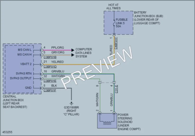 2015 Jaguar XJLSupercharged Electronic Power Steering wiring diagram preview