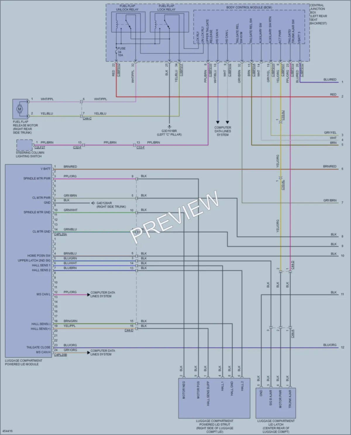 2015 Jaguar XJLSupercharged Trunk Tailgate Fuel Door wiring diagram preview