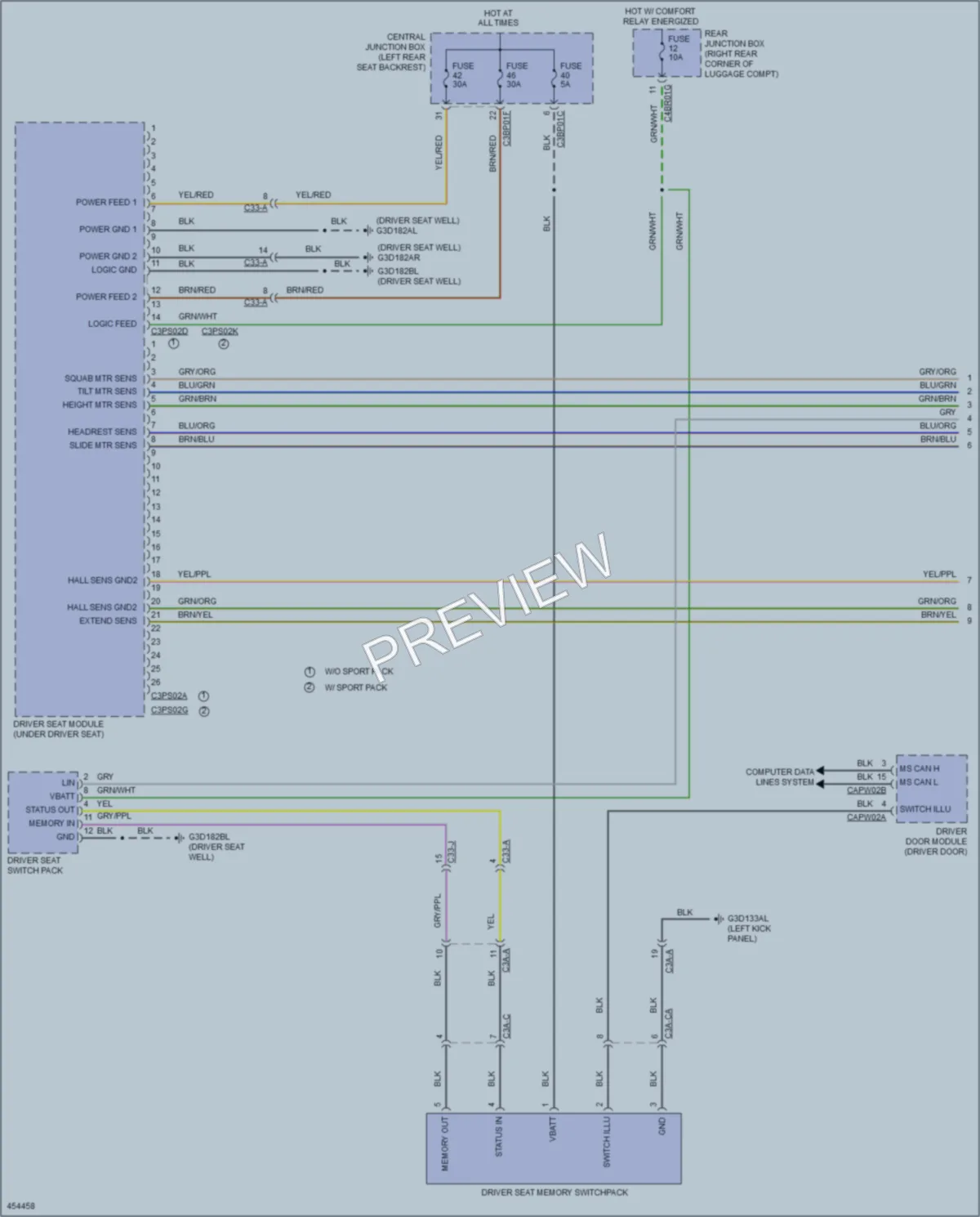 2015 Jaguar XJSupercharged Memory Systems wiring diagram preview