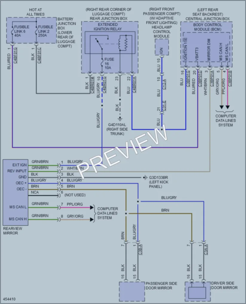 2015 Jaguar XJSupercharged Power Mirrors wiring diagram preview