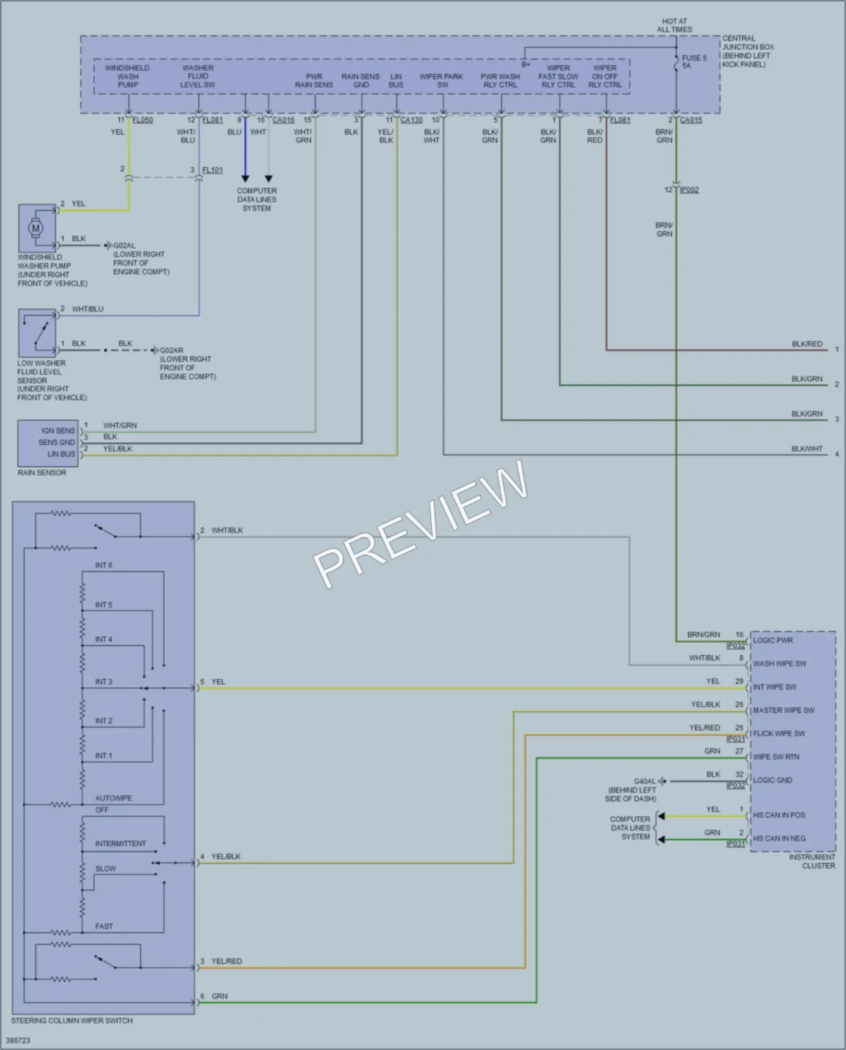 2015 Jaguar XKR Wiper Washer wiring diagram preview