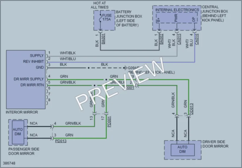 2015 Jaguar XKRS Power Mirrors wiring diagram preview