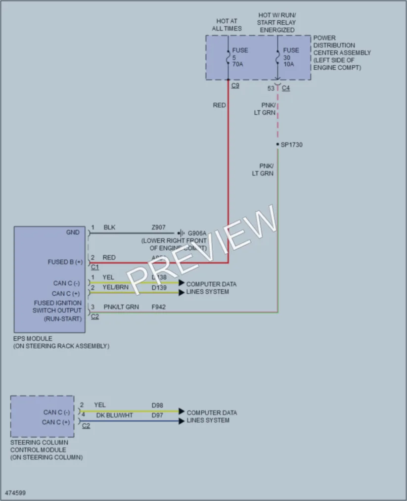 2015 Jeep Cherokee Electronic Power Steering wiring diagram preview