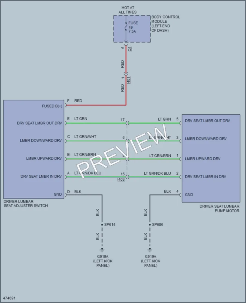 2015 Jeep Cherokee Power Seats wiring diagram preview