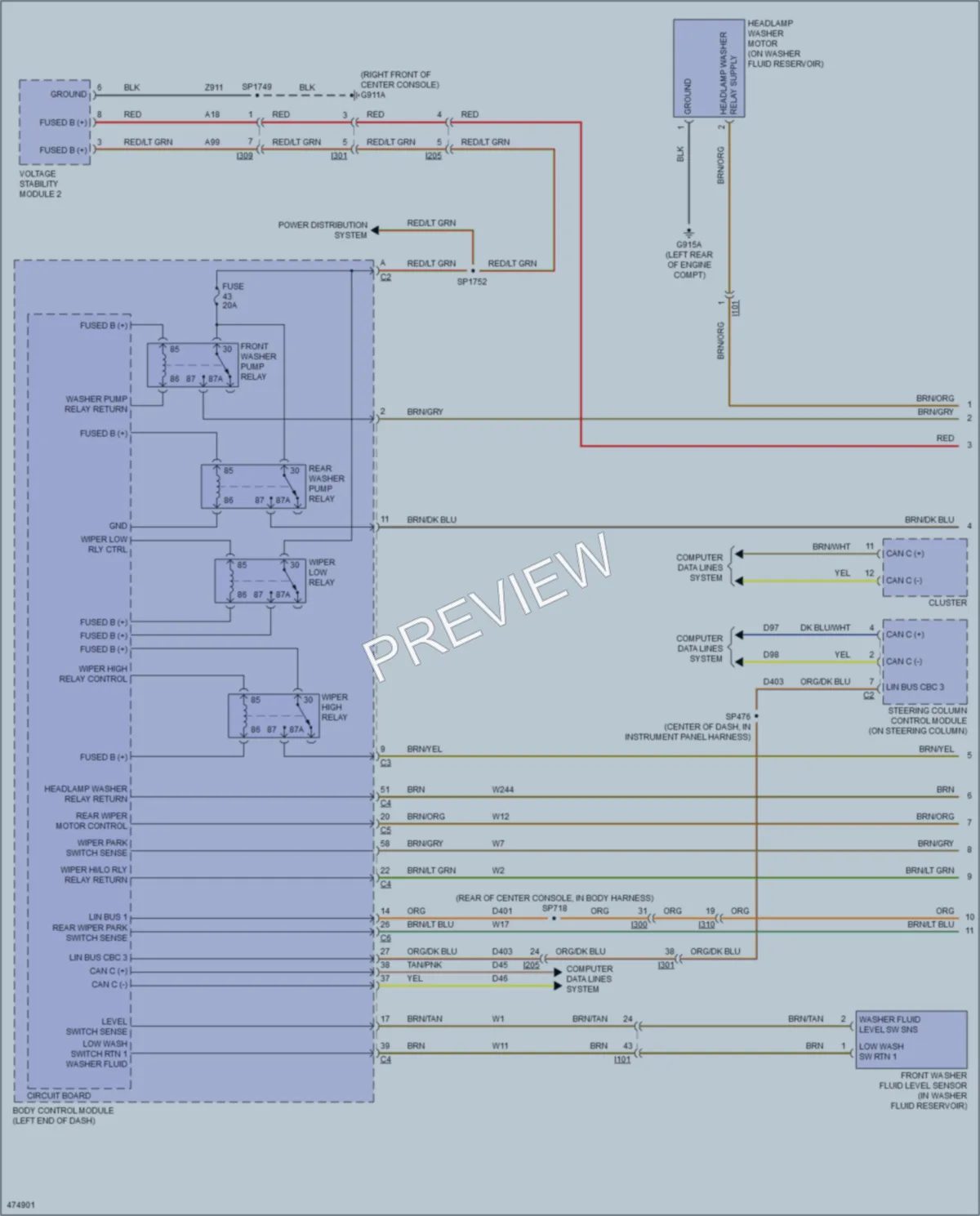 2015 Jeep Cherokee Wiper Washer wiring diagram preview