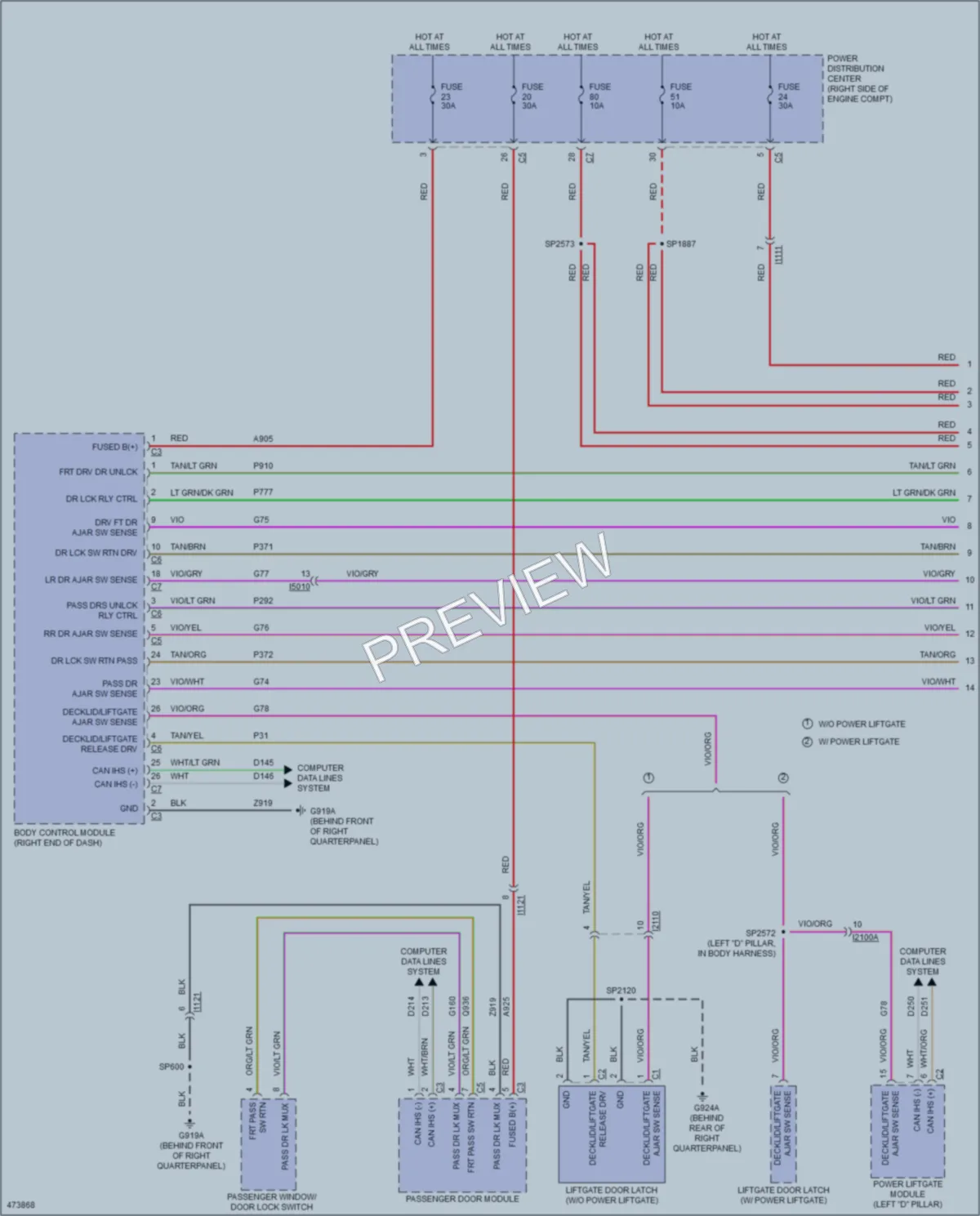 2015 Jeep GrandCherokee Power Door Locks wiring diagram preview