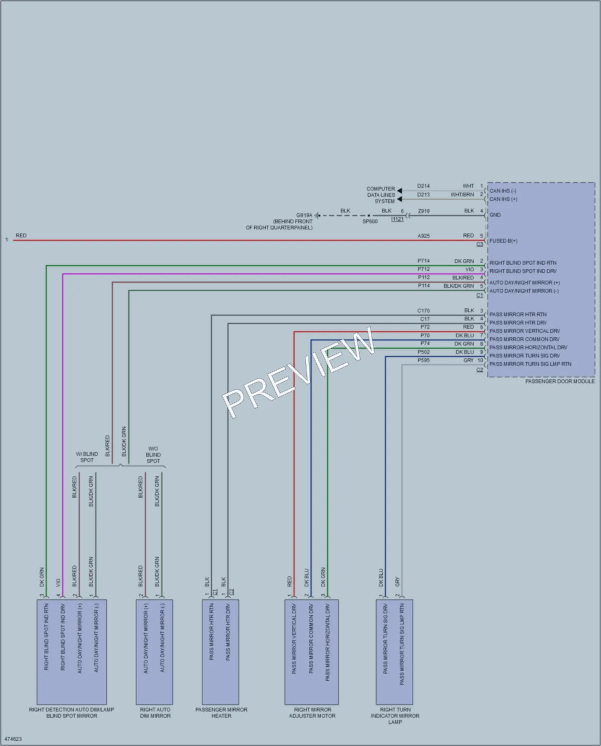 2015 Jeep GrandCherokee Power Mirrors wiring diagram preview