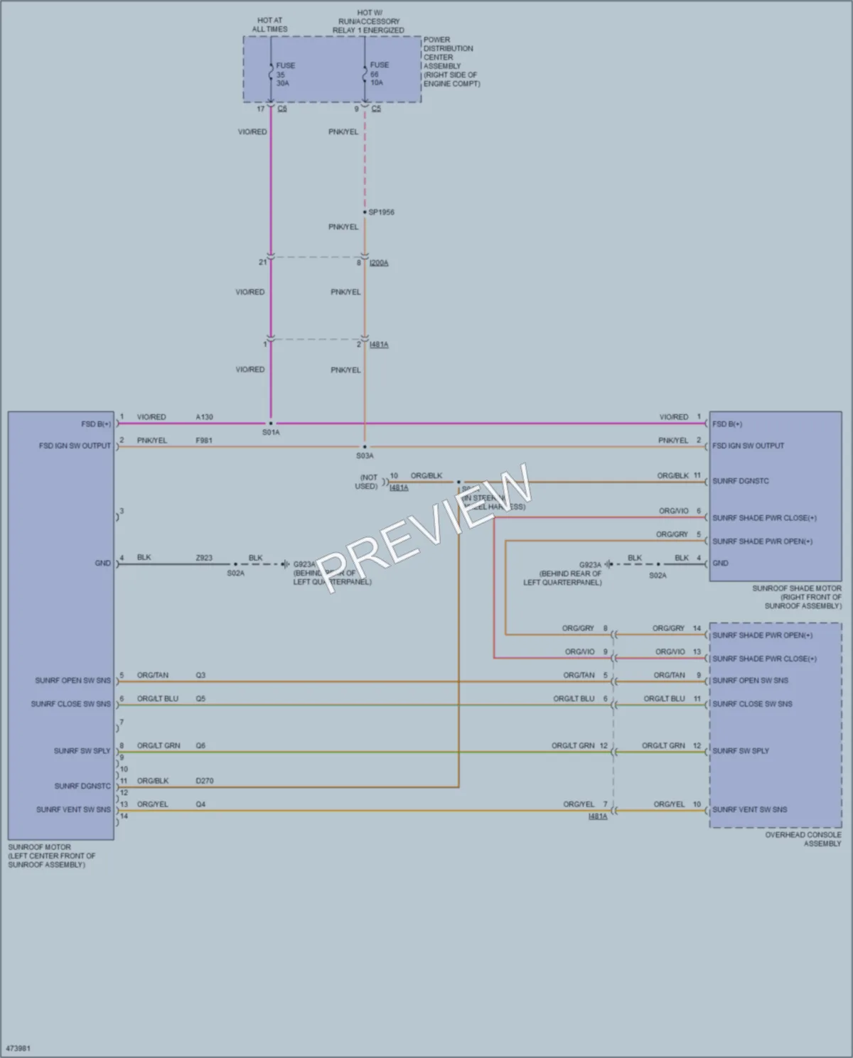 2015 Jeep GrandCherokee Power Top Sunroof wiring diagram preview