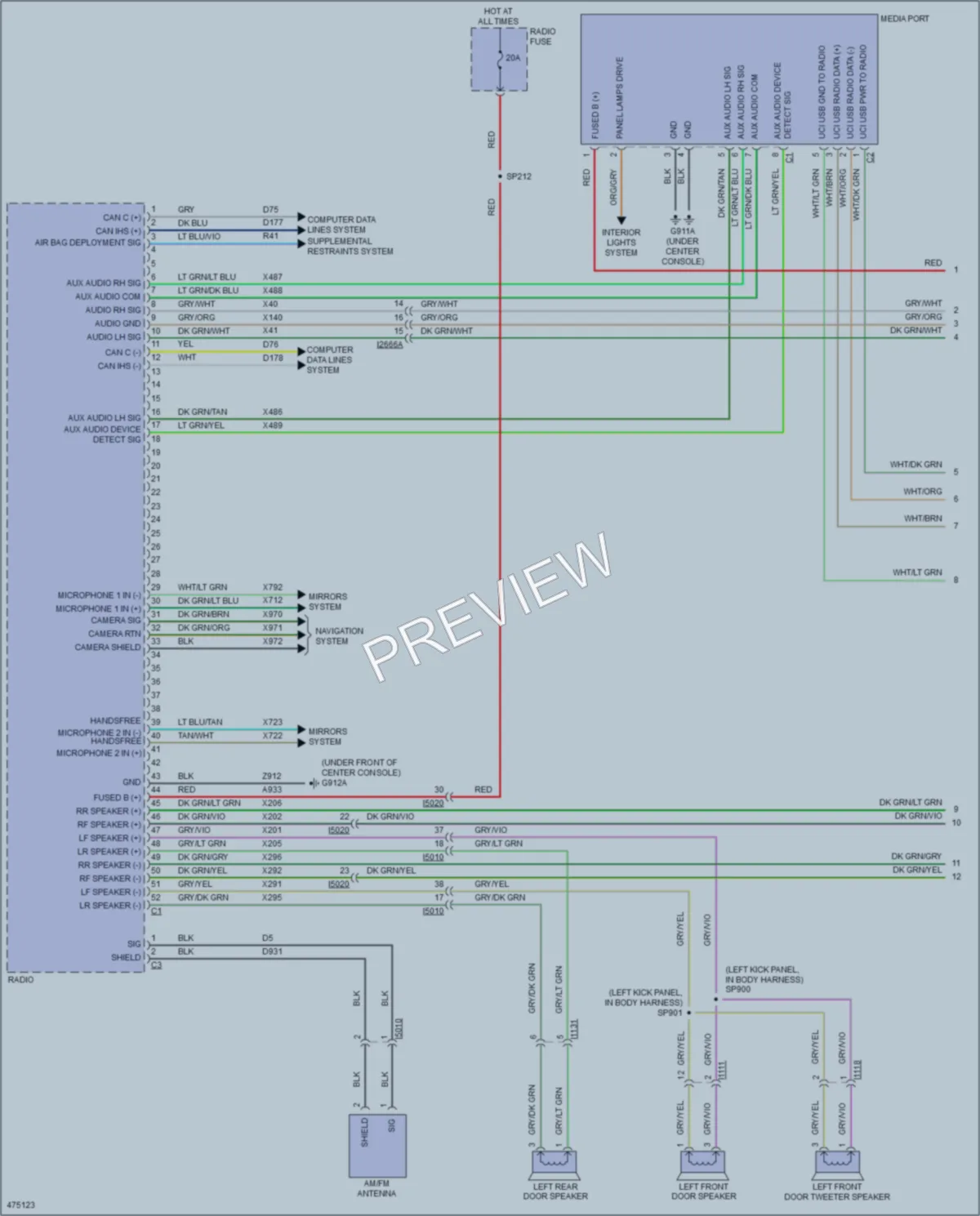 2015 Jeep GrandCherokee Radio wiring diagram preview