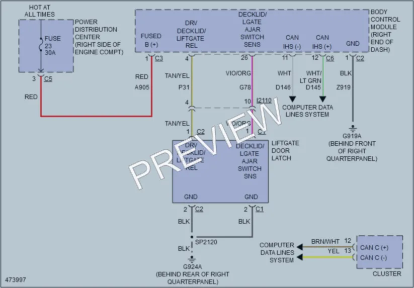 2015 Jeep GrandCherokee Trunk Tailgate Fuel Door wiring diagram preview