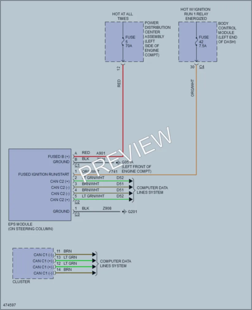 2015 Jeep Renegade Electronic Power Steering wiring diagram preview