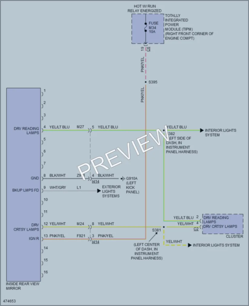 2015 Jeep Wrangler Power Mirrors wiring diagram preview