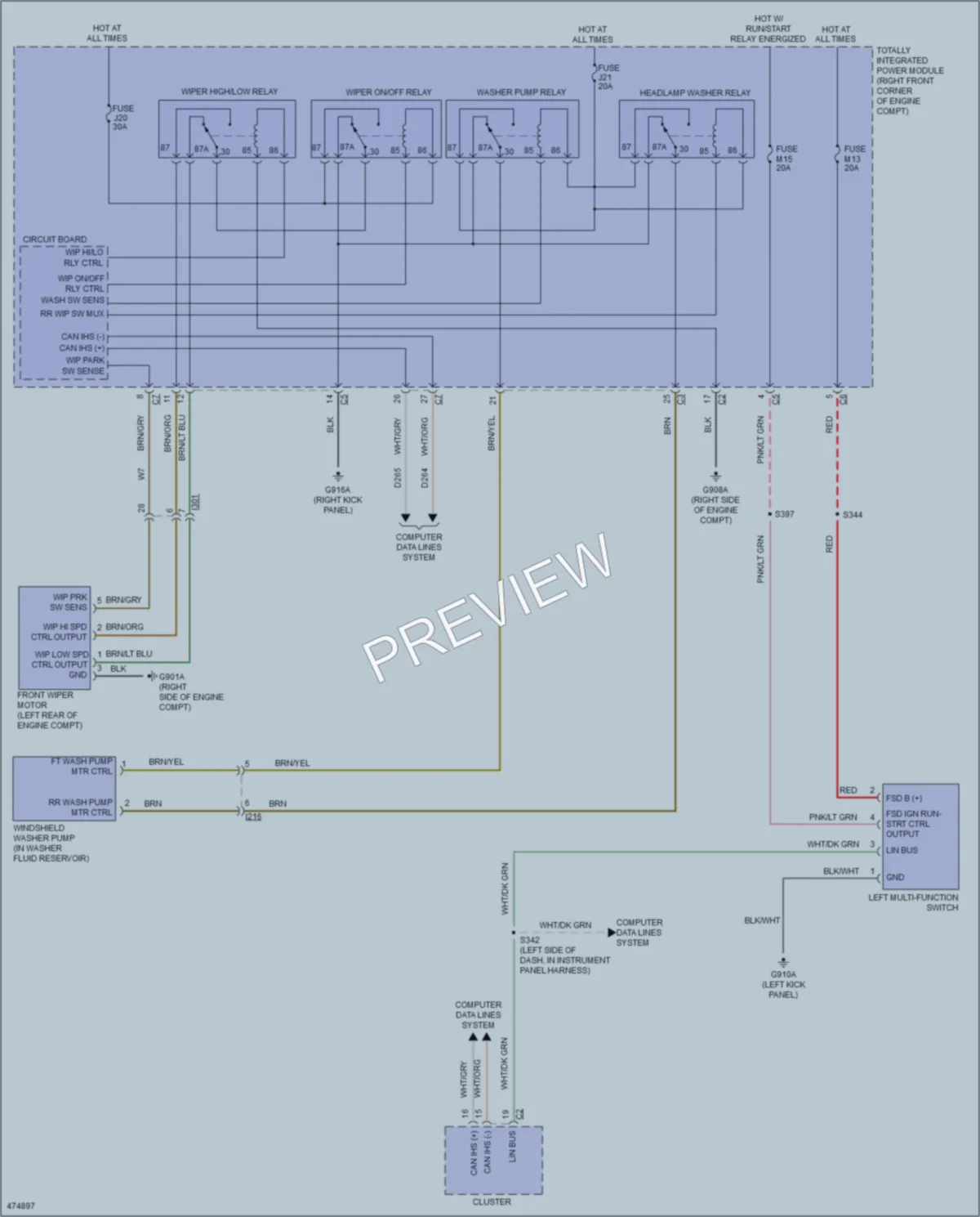 2015 Jeep Wrangler Wiper Washer wiring diagram preview