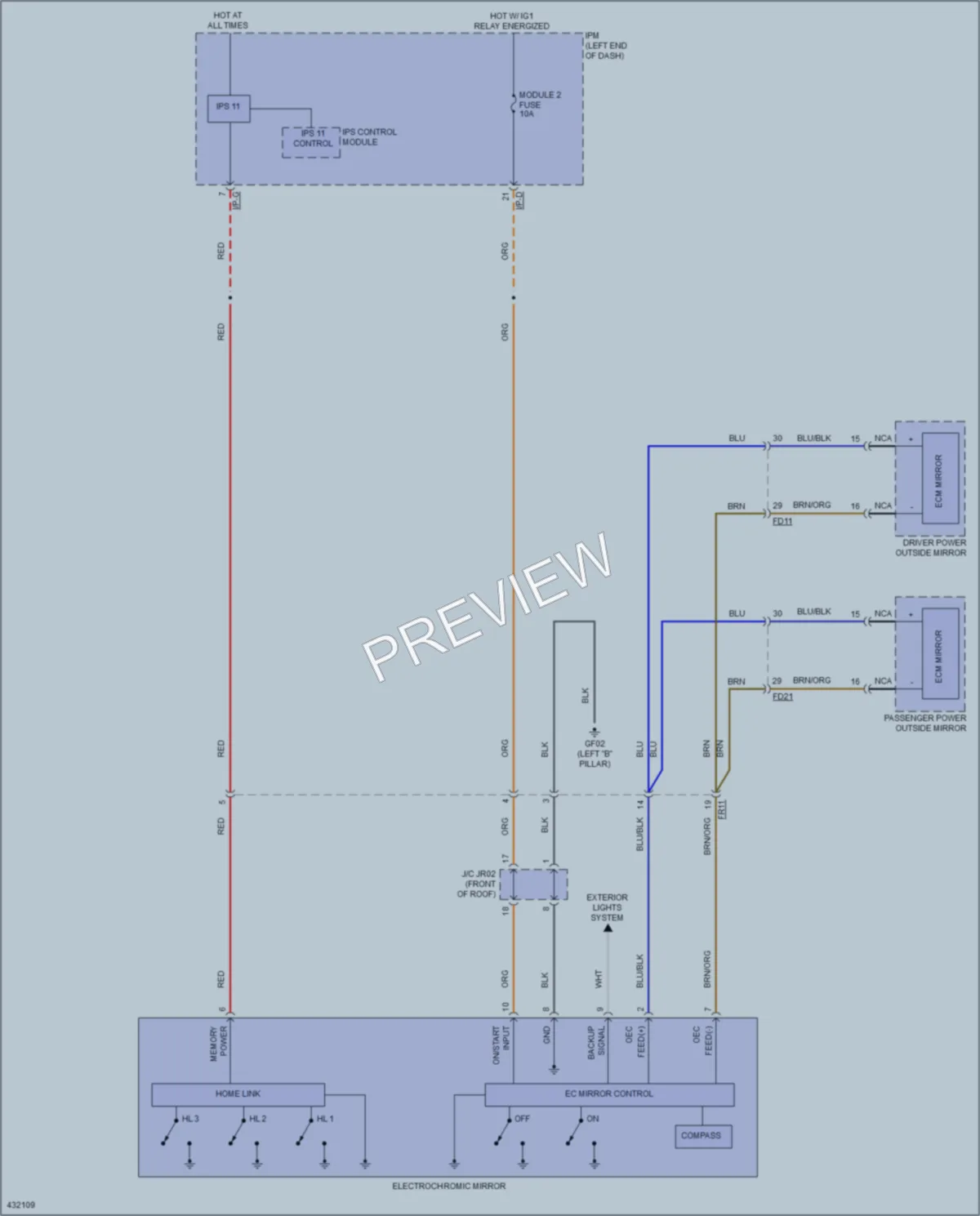 2015 Kia Cadenza Power Mirrors wiring diagram preview