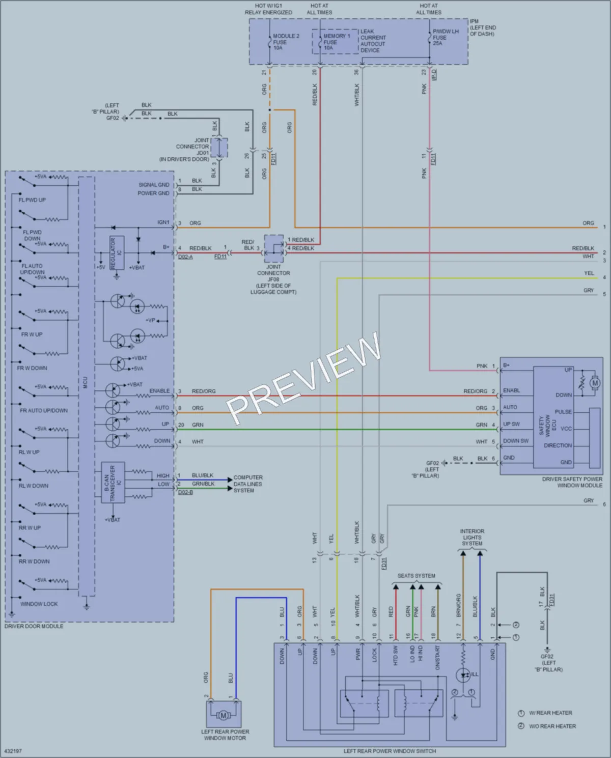 2015 Kia Cadenza Power Windows wiring diagram preview