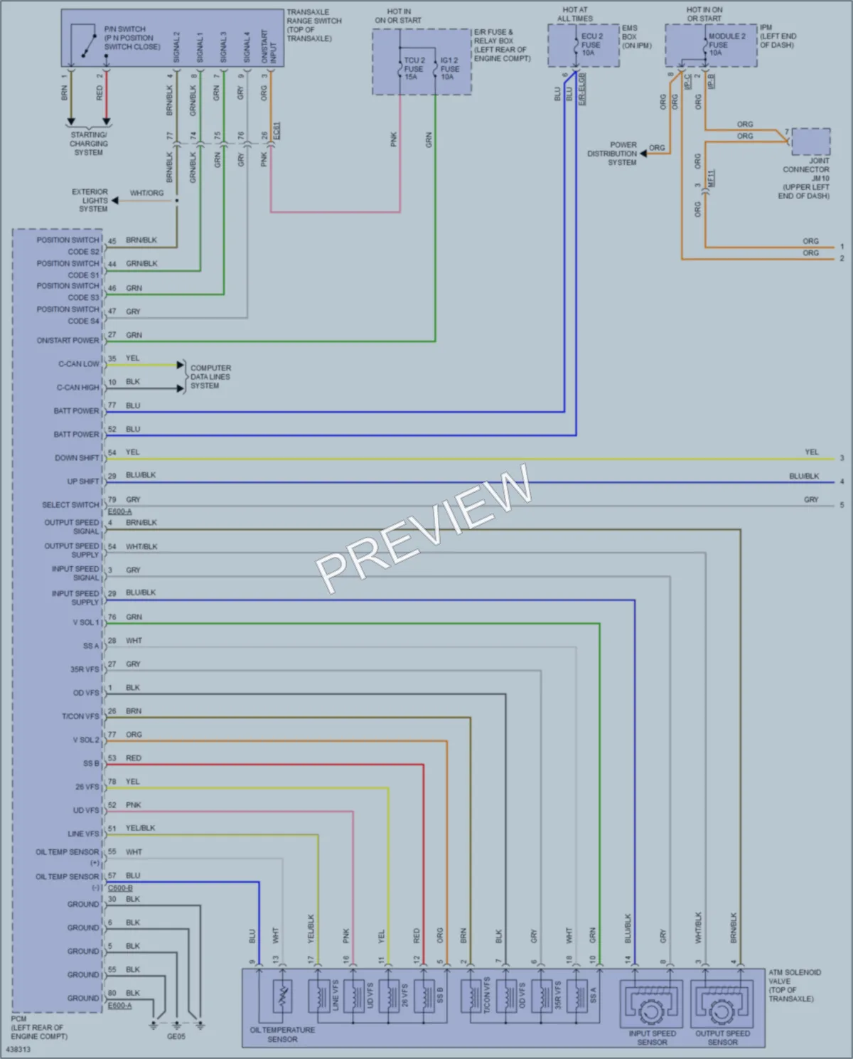 2015 Kia Cadenza Transmission wiring diagram preview