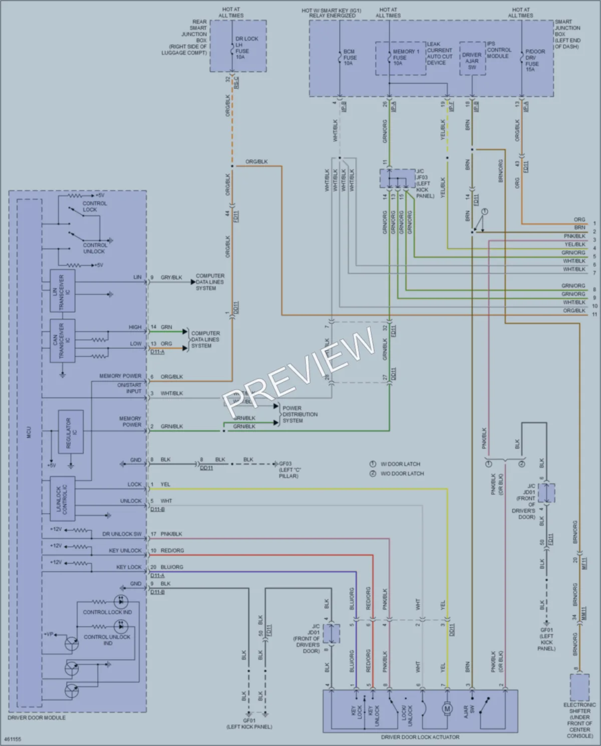 2015 Kia K900 Power Door Locks wiring diagram preview
