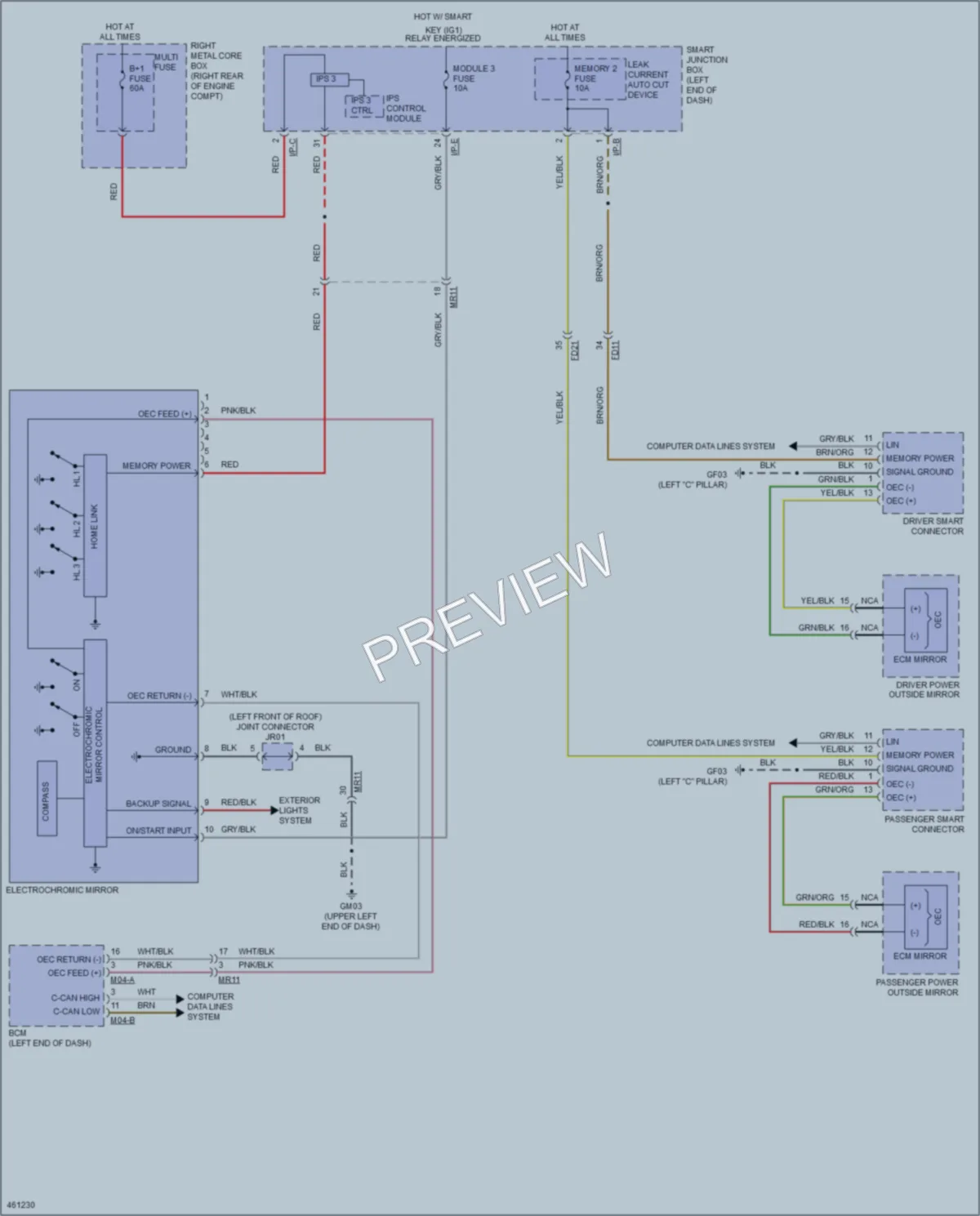 2015 Kia K900 Power Mirrors wiring diagram preview