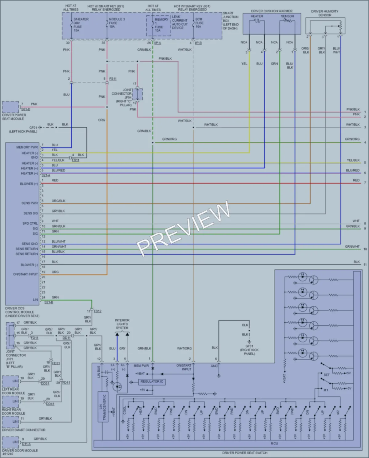 2015 Kia K900 Power Seats wiring diagram preview