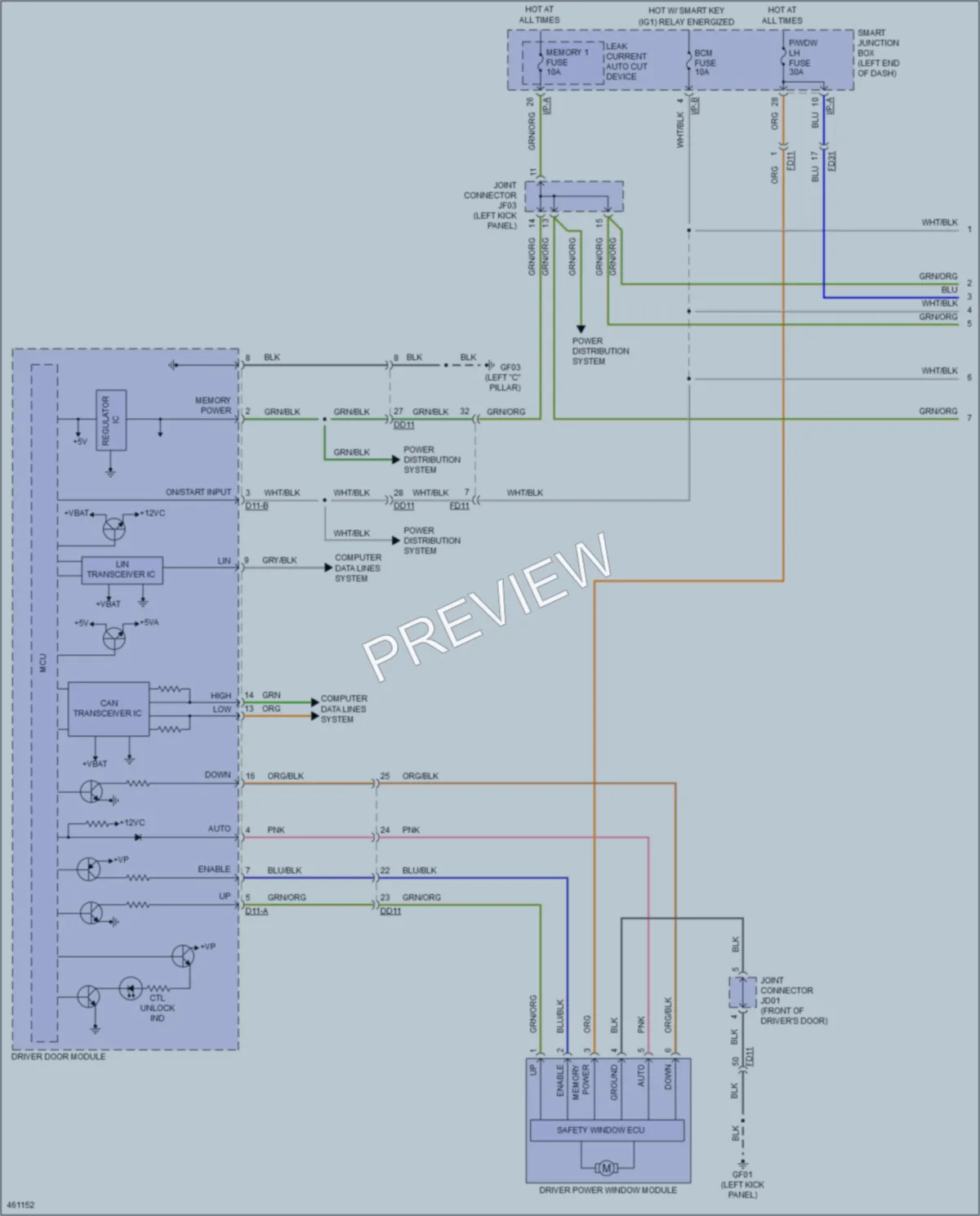 2015 Kia K900 Power Windows wiring diagram preview