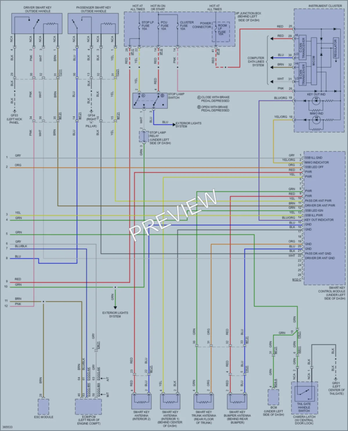 2015 Kia Rio Anti Theft wiring diagram preview