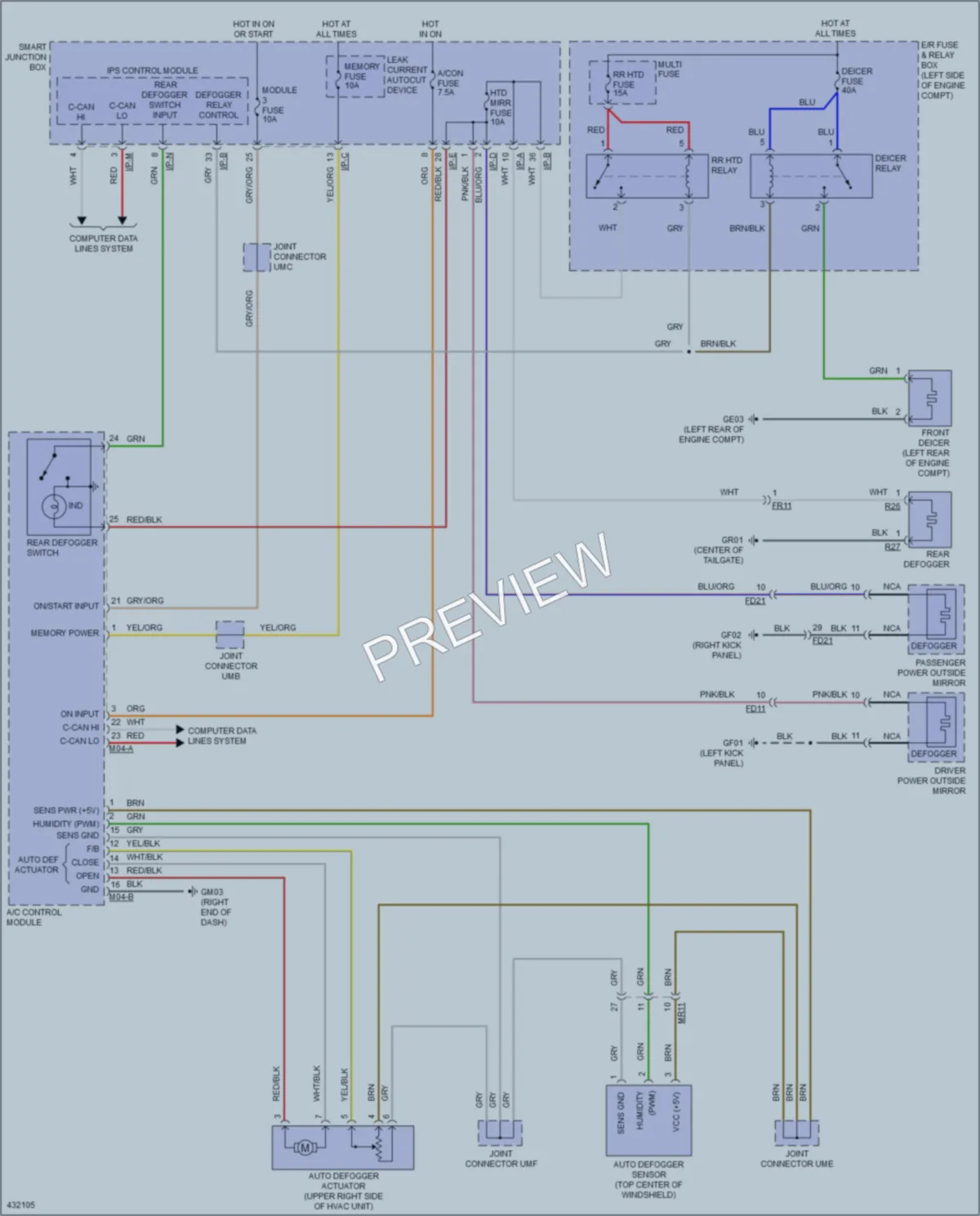 2015 Kia Sorento Defoggers wiring diagram preview