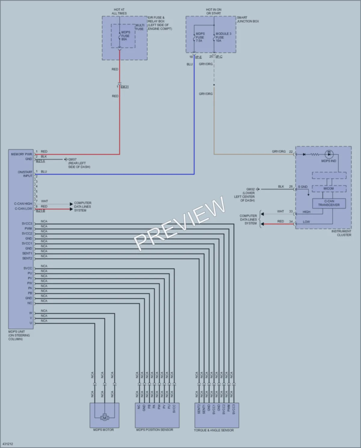2015 Kia Sorento Electronic Power Steering wiring diagram preview