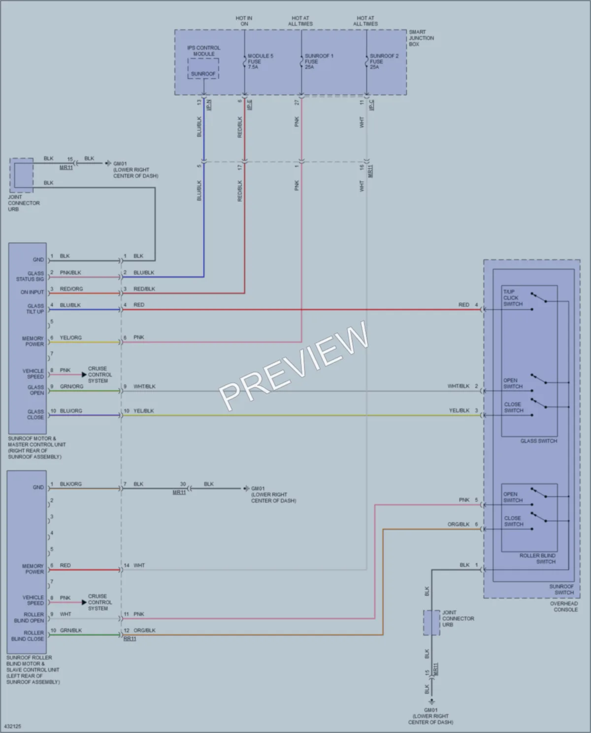 2015 Kia Sorento Power Top Sunroof wiring diagram preview