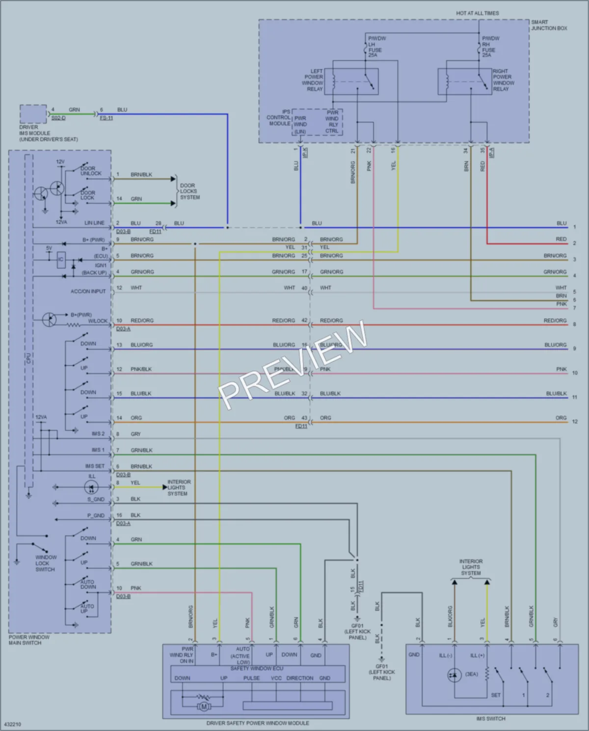 2015 Kia Sorento Power Windows wiring diagram preview
