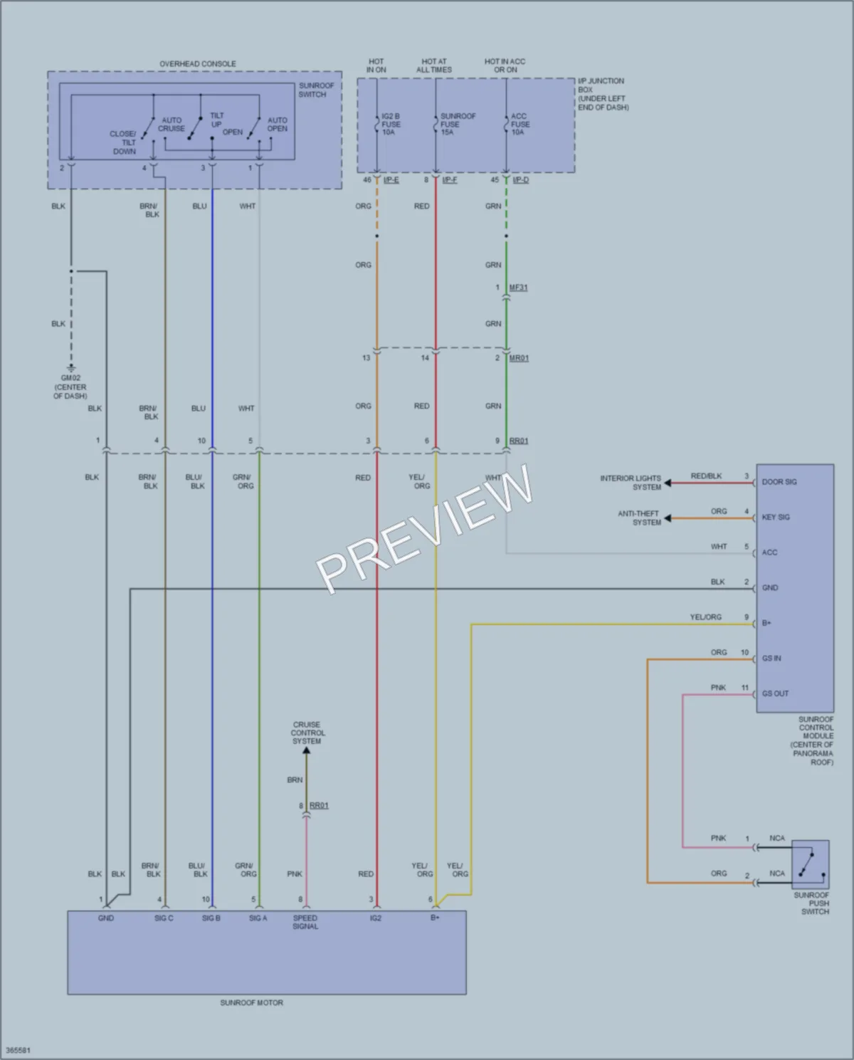 2015 Kia Sportage Power Top Sunroof wiring diagram preview