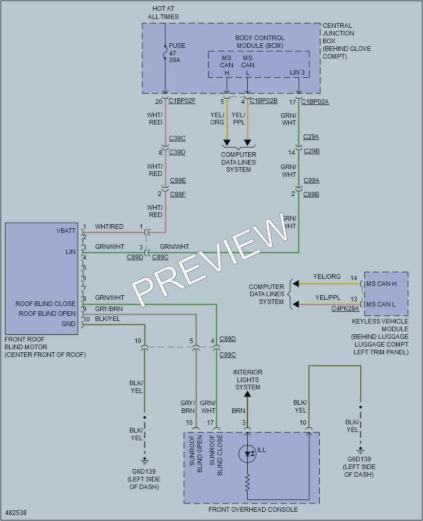2015 LandRover DiscoverySport Power Top Sunroof wiring diagram preview
