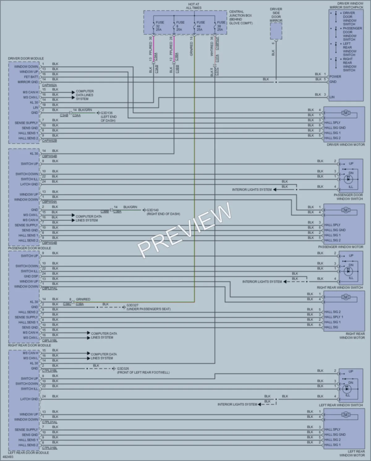 2015 LandRover DiscoverySport Power Windows wiring diagram preview