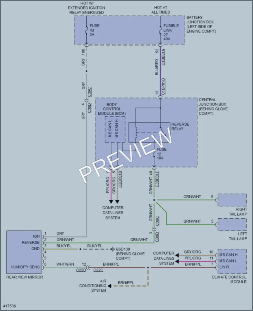 2015 LandRover LR2 Power Mirrors wiring diagram preview