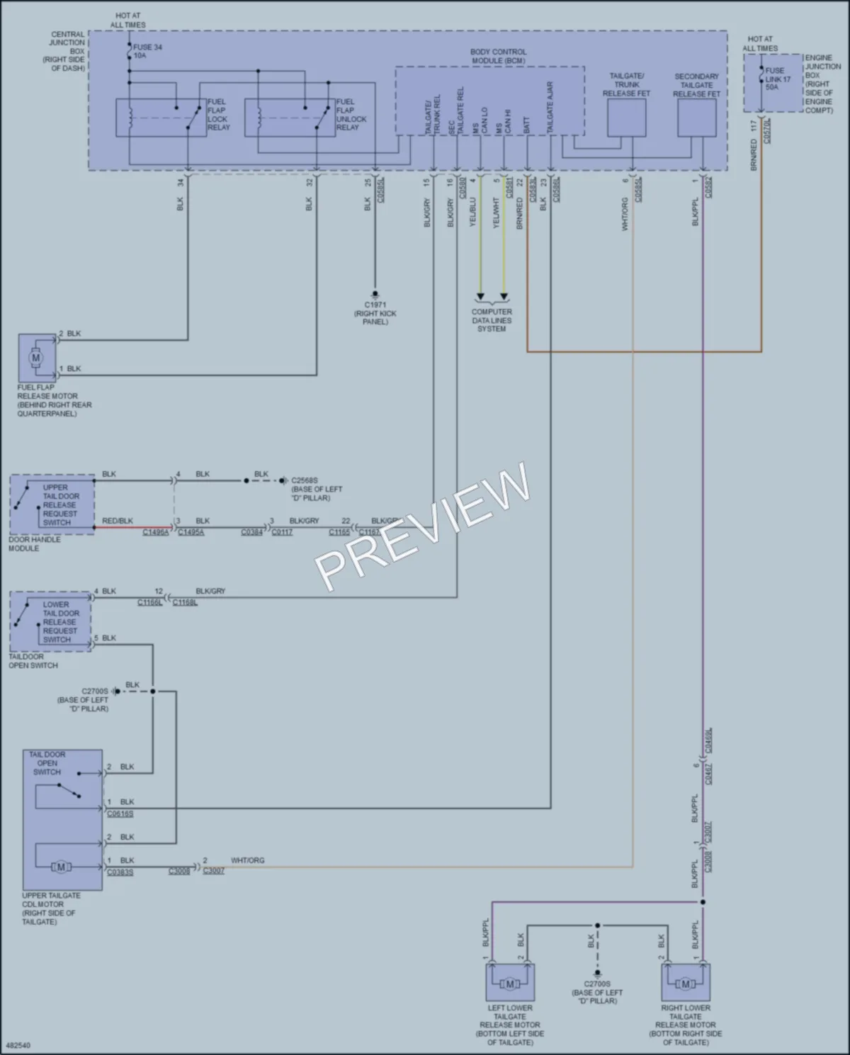 2015 LandRover LR4 Trunk Tailgate Fuel Door wiring diagram preview