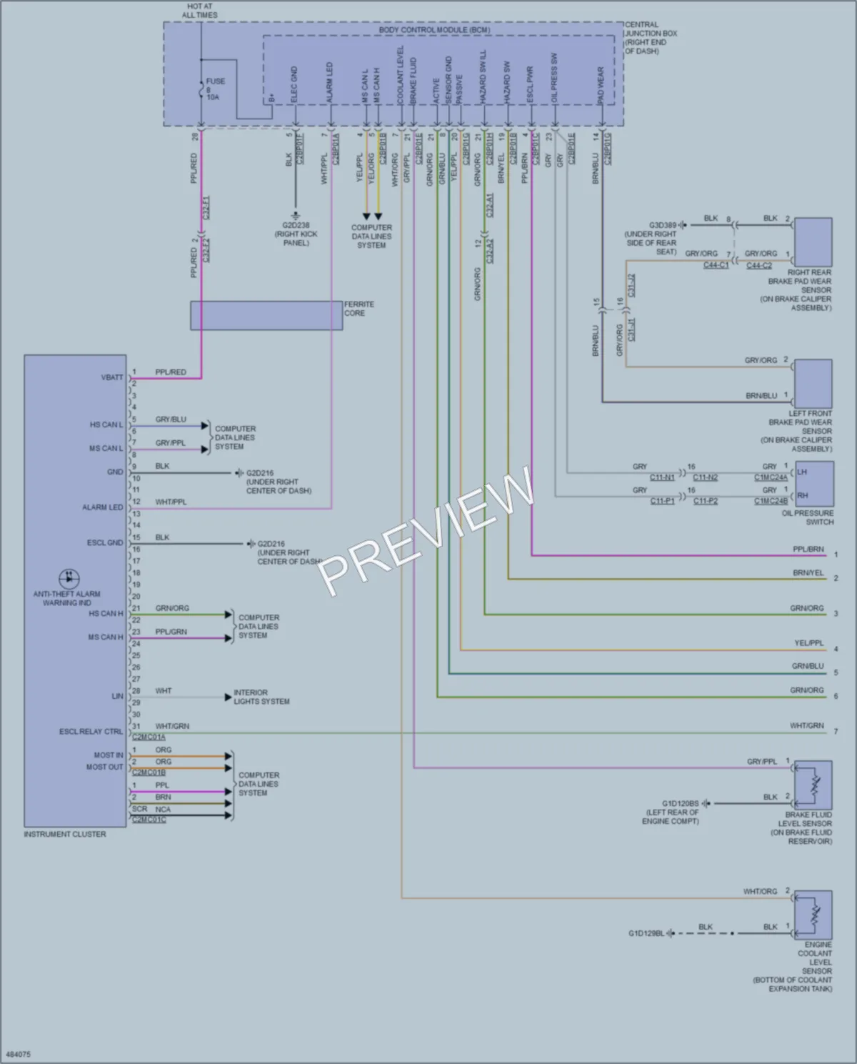 2015 LandRover RangeRover Instrument Cluster wiring diagram preview