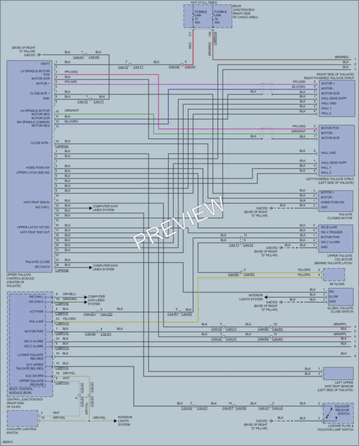 2015 LandRover RangeRover Trunk Tailgate Fuel Door wiring diagram preview