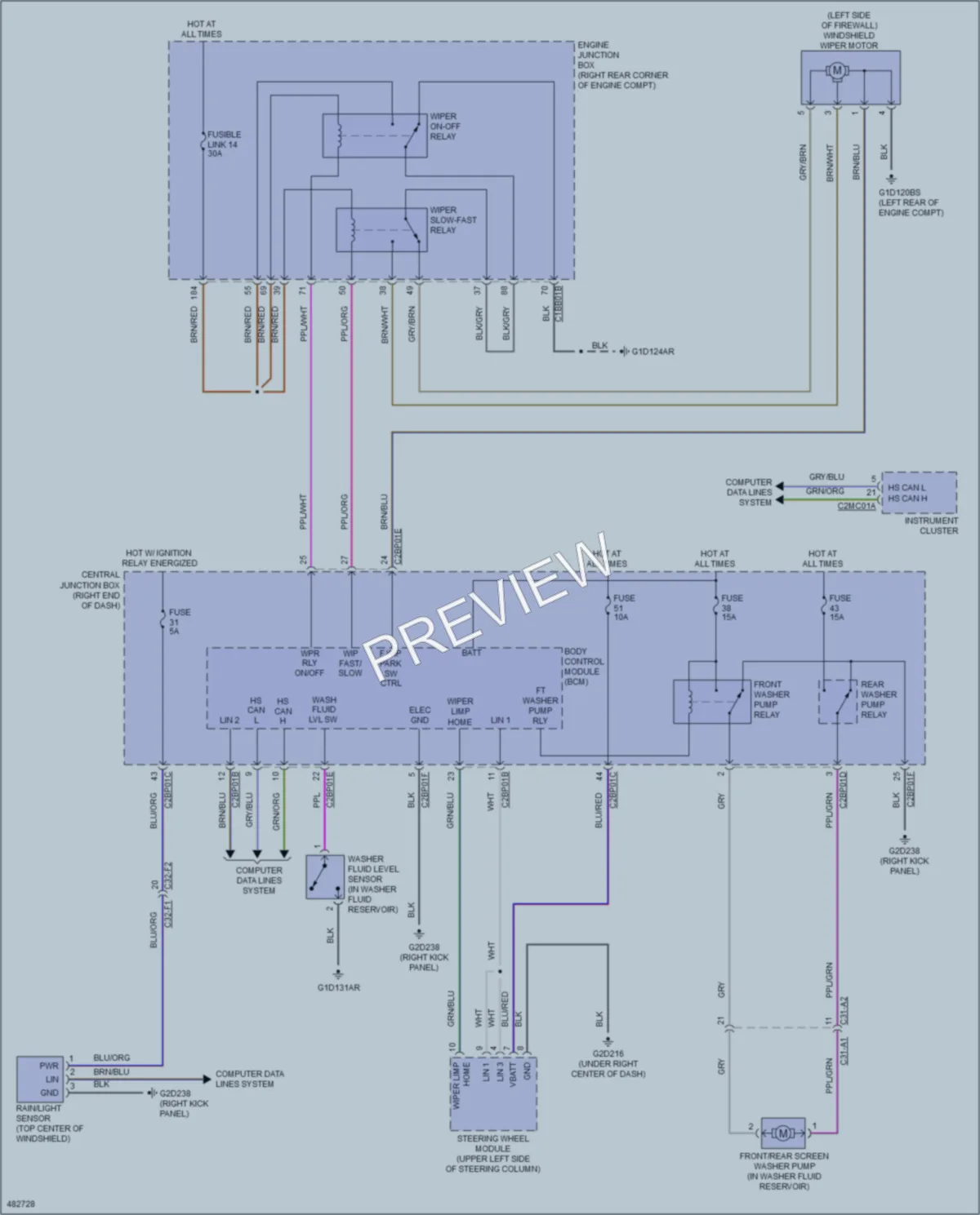 2015 LandRover RangeRover Wiper Washer wiring diagram preview