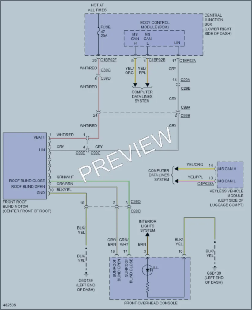 2015 LandRover RangeRoverEvoque Power Top Sunroof wiring diagram preview