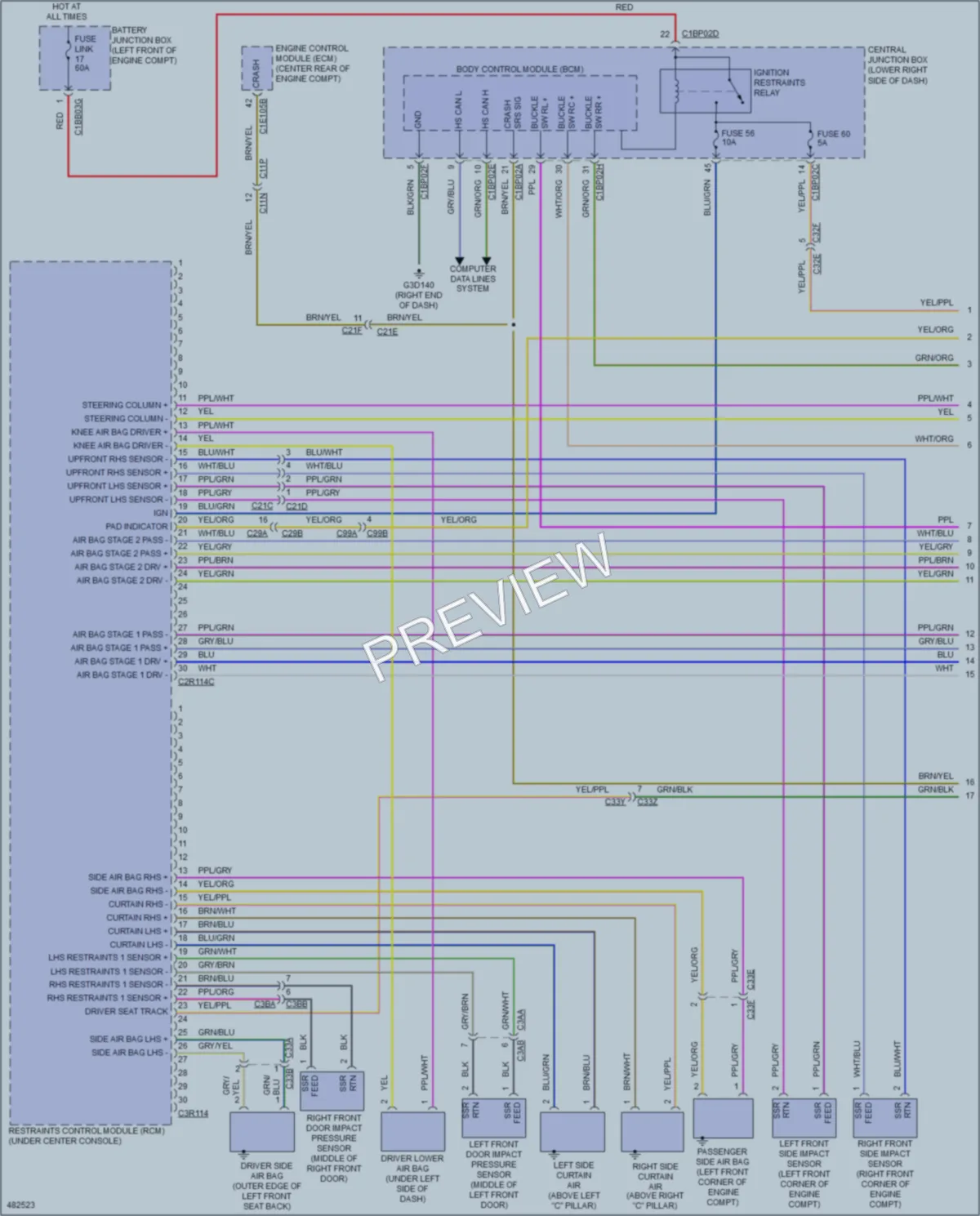 2015 LandRover RangeRoverEvoque Supplemental Restraints wiring diagram preview