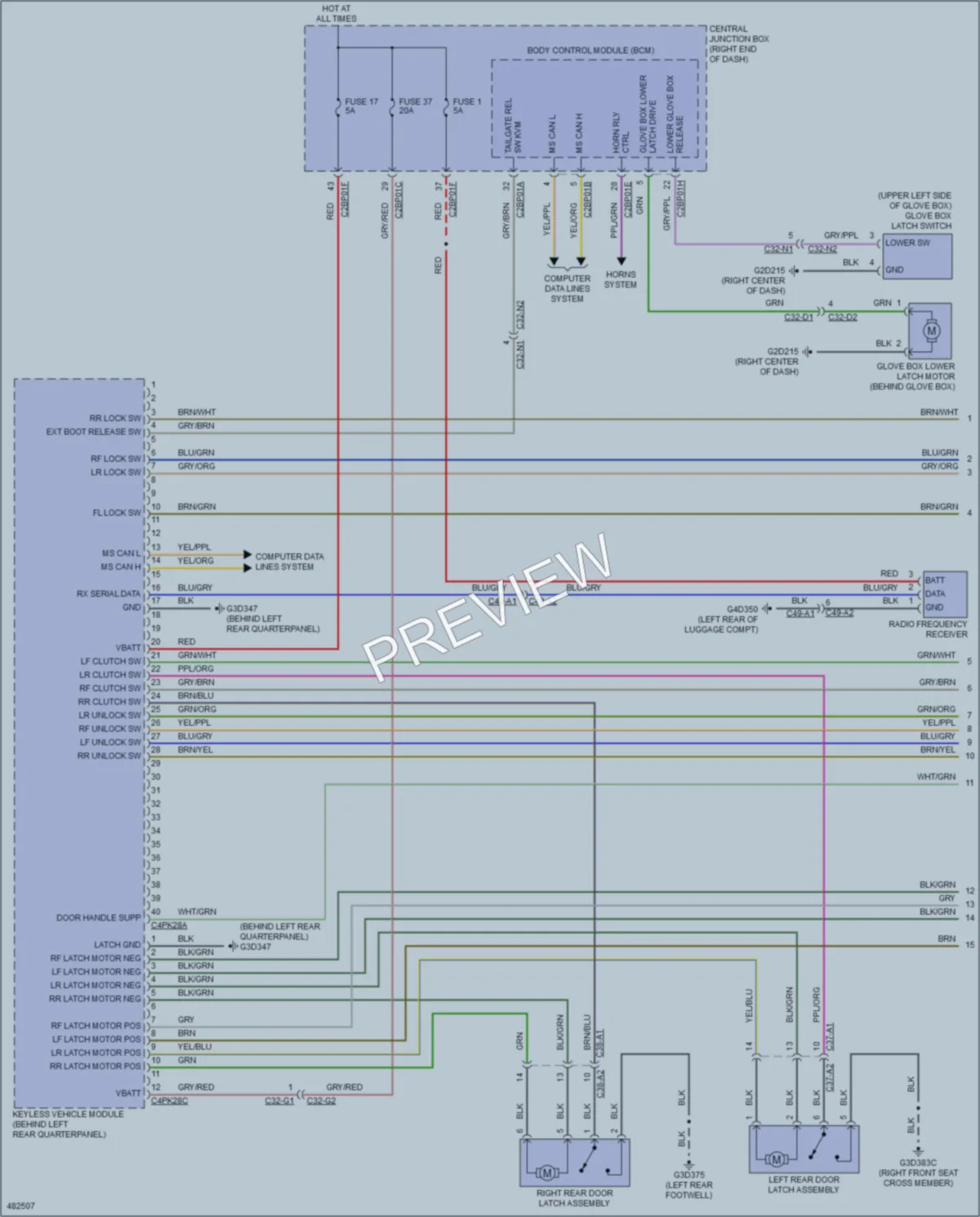 2015 LandRover RangeRoverSport Power Door Locks wiring diagram preview