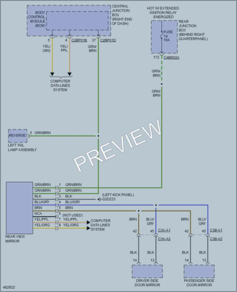 2015 LandRover RangeRoverSport Power Mirrors wiring diagram preview