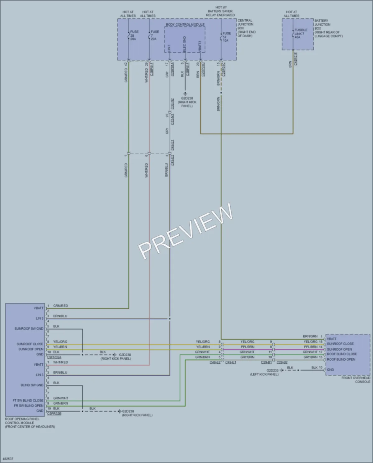 2015 LandRover RangeRoverSport Power Top Sunroof wiring diagram preview