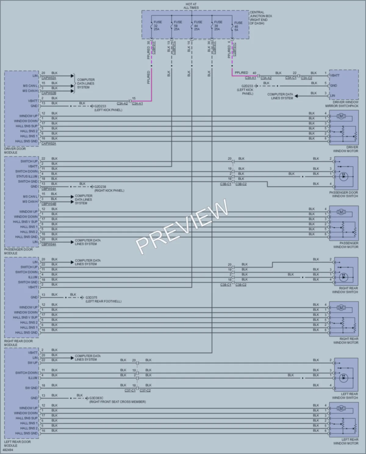 2015 LandRover RangeRoverSport Power Windows wiring diagram preview