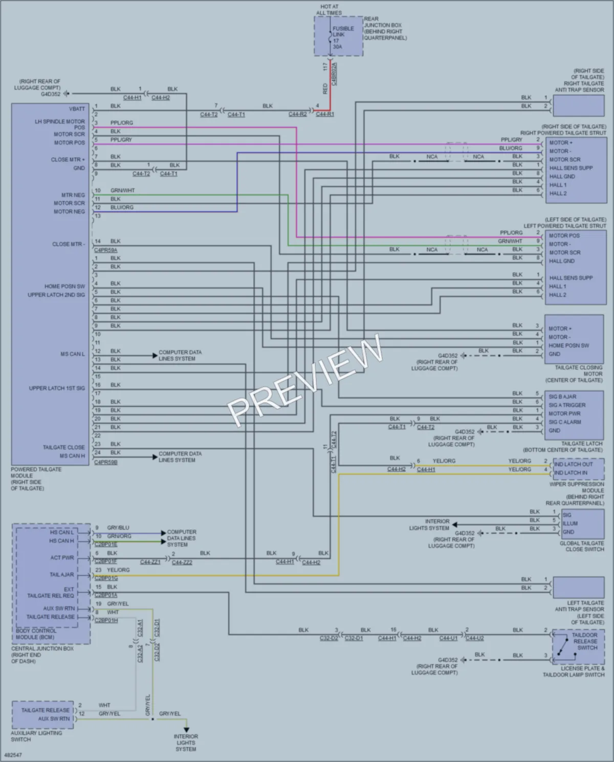 2015 LandRover RangeRoverSport Trunk Tailgate Fuel Door wiring diagram preview