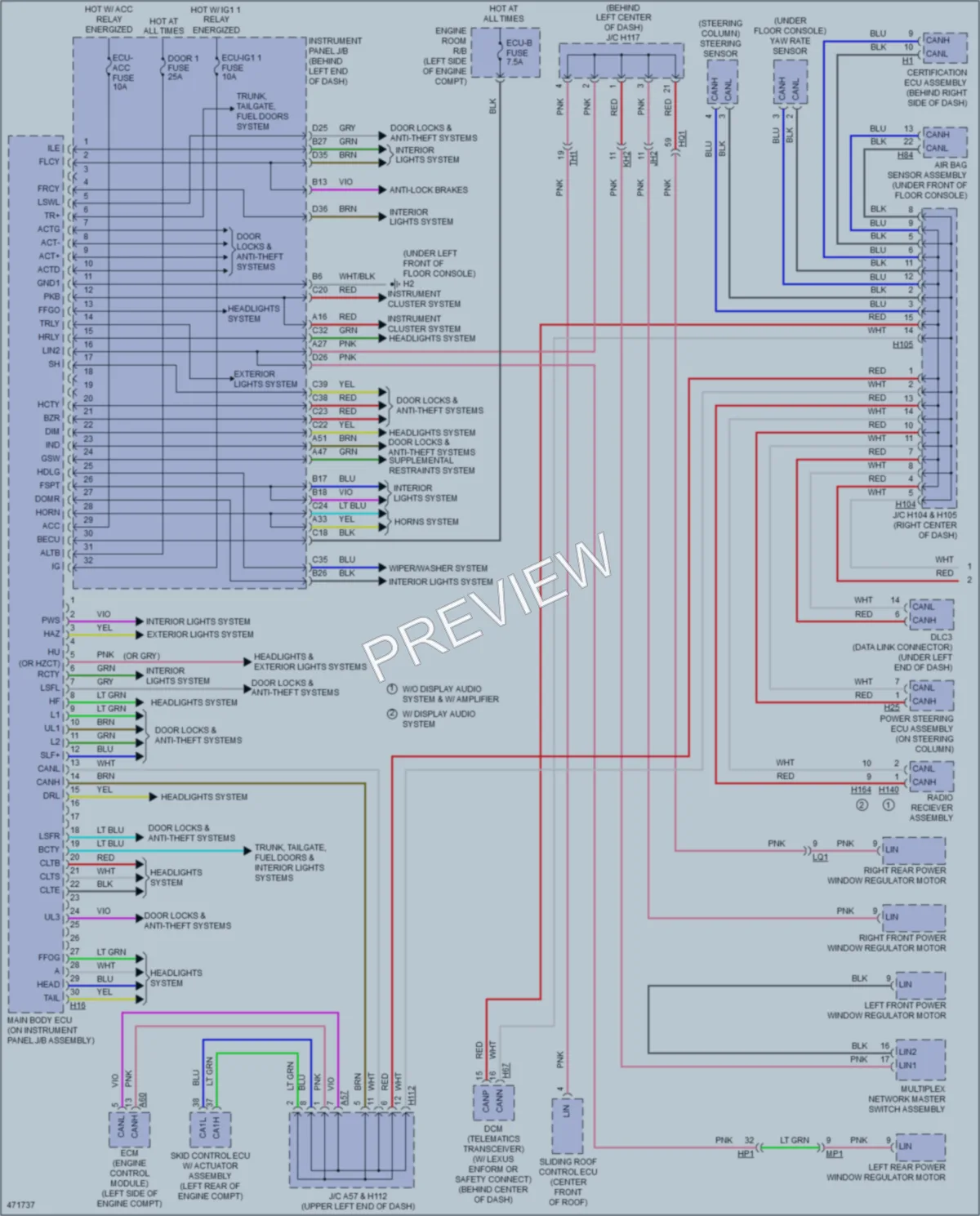 2015 Lexus CT200h Body Control Modules wiring diagram preview