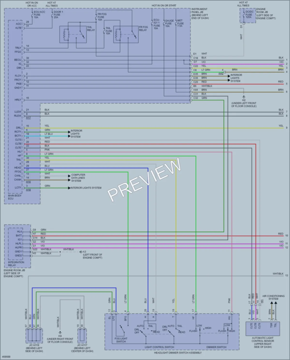 2015 Lexus CT200h Headlights wiring diagram preview